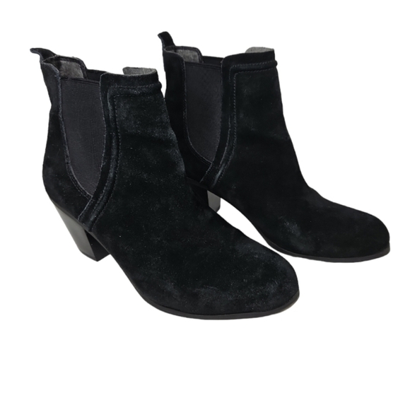 Sam Edelman Black Suede Leather Pull On Ankle Boot Size 8 - Picture 1 of 14